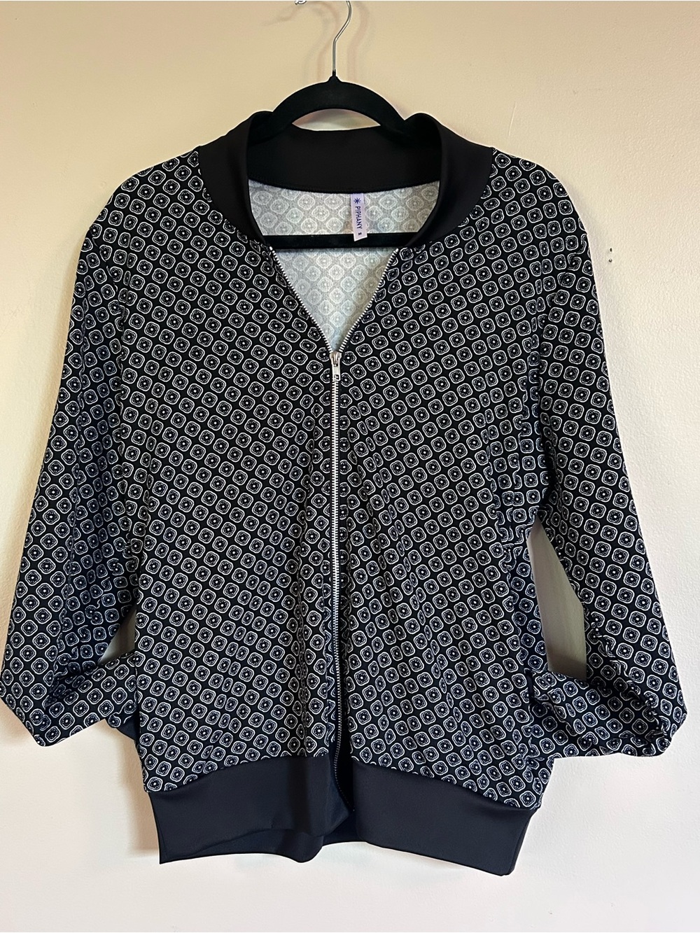 Piphany Black Geometric Print Bomber Jacket